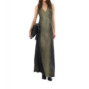 NEW RABENS SALONER graffiti bias dress in olive charcoal